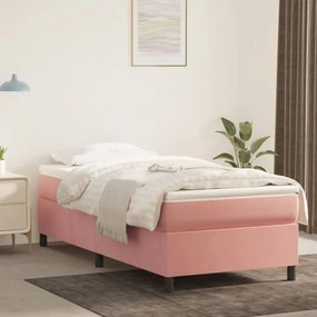 Rózsaszín bársony rugós ágykeret 80x200 cm