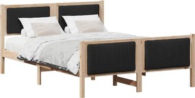 vidaXL Ágykeret fejtámlával Barna és fekete 140 x 200 cm Tömör fenyőfa