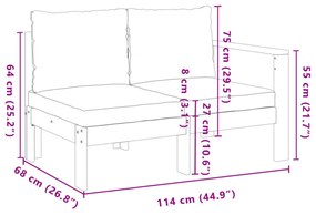 vidaXL 2 személyes tömör akácfa kerti kanapé 1 karfával