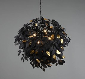 Fekete fém függőlámpa műanyag búrával ø 70 cm Leavy – Reality