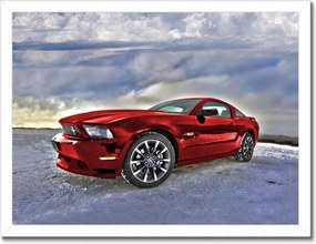 Poszter keretben 40x30 Piros Mustang Hó