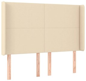 krémszínű szövet LED-es fejtámla 147x16x118/128 cm