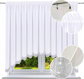 Kész függöny strasszokkal íves 170x200 klasszikus sima fehér függöny