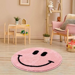 Kerek mintás szőnyeg 90x90 cm, rózsaszín - SMILE