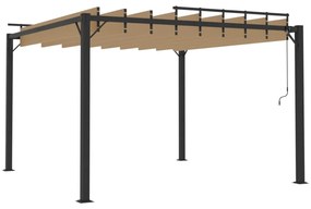 tópszínű szövet és alumínium pavilon lamellás tetővel 3 x 3 m