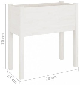 2 db fehér tömör fenyőfa kerti virágtartó 70 x 31 x 70 cm
