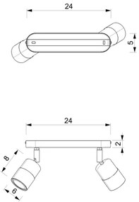 Spotlámpa MIZU 2xGU10/8W/230V fekete/sárgaréz