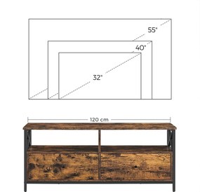 TV-szekrény 2 fiókkal 120 x 50 x 40 cm rusztikus barna