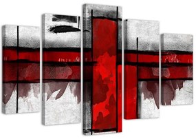Gario Vászonkép Piros akcentussal - 5 részes Méret: 100 x 70 cm