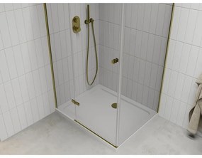 Mexen Roma zuhanykabin 70 x 100 cm, átlátszó üveg-arany profil + zuhanytálca, 854-070-100-50-00-4010