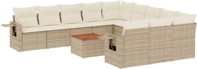 vidaXL 12 részes bézs polyrattan kerti ülőgarnitúra párnákkal