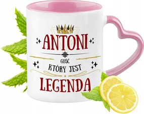 Antoni bögre rózsaszín, szív alakú füllel Kávé ajándék