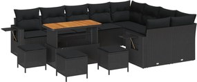 vidaXL Kerti Kanapé Szett 13 pcs Fekete polirattan