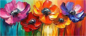 Kép - Öt színes virág (120x50 cm)