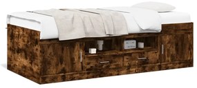 füstös tölgy kanapéágy fiókkal matrac nélkül 100x200 cm