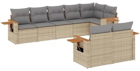 8 részes bézs polyrattan kerti ülőgarnitúra párnával