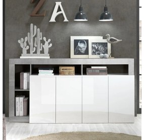 Komód LENOR fehér/szürke betonhatású