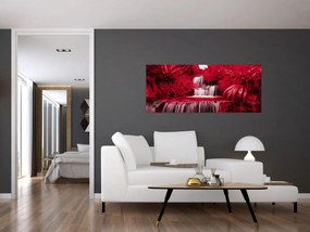 Kép - Indonéziai vízesések piros színben (120x50 cm)