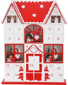 Santa´s house adventi naptár LED fényekkel piros, 29 x 7 x 37 cm