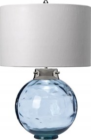 Üveg asztali lámpa kék, világos szürke lámpaernyővel, kerek Elstead