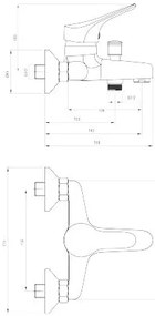 Deante Joko, falra szerelhető kádcsaptelep 150mm zuhanytartozékok nélkül, króm, BOJ_010M