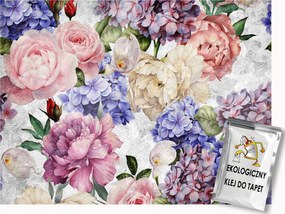 Fotótapéta Flizelina Virágok Pasztell Bazsarózsa Hortenzia 250x175 ragasztó