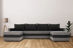 Univerzális ülőgarnitúra, szürke/fekete, PAULITA U