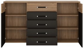 MORACO hálószoba szett, tölgy stirling/fekete matt