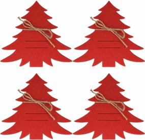 X-Mas Tree evőeszköz-tartó, piros, 4 db-os szett