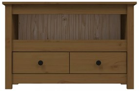 mézbarna tömör fenyőfa TV-szekrény 79 x 35 x 52 cm