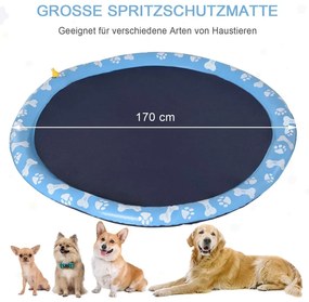 PawHut kutyamedence, vízi játszómedence, csúszásmentes, robusztus, állatbarát, Ø170 cm, kék