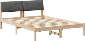 vidaXL Ágykeret barna és sötétszürke 135 x 190 cm Tömör fenyőfa