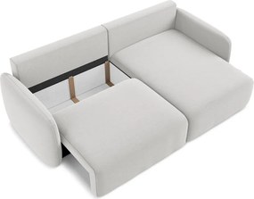 Világosszürke bársony kinyitható-tárolóhelyes sarokkanapé (jobb oldali-heverő résszel) Kalena – Makamii