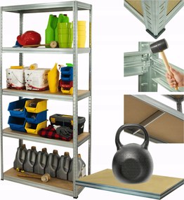 Tárolószekrény fém állvány horganyzott Helios 180x90x30cm 5Px175kg Tartós