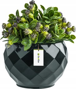 Virágcserép kerámia fedél grafit szín 15,5 cm H14,5 cm fényes Stílusos