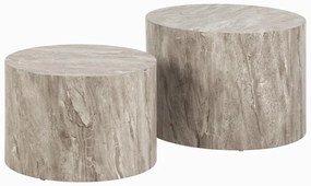 Szürke kerek dohányzóasztal szett kő dekorral, 2 db-os ø 58 cm Dice – Actona
