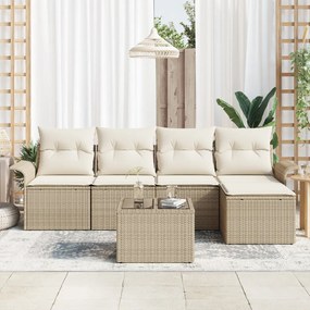6 Részes Kerti Kanapé Szett Párnákkal Barna Poli Rattan