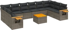 vidaXL 11 részes szürke polyrattan kerti ülőgarnitúra párnákkal
