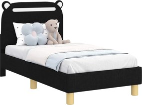vidaXL Gyerekágy keret fejtámlával Fekete 70 x 140 cm szövet