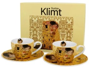 Porcelán eszpresszó kávés csésze 110 ml 2 személyes díszdobozban Klimt A Csók
