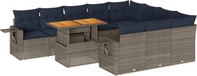 vidaXL 11 részes szürke polyrattan kerti ülőgarnitúra párnákkal