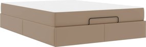vidaXL Ágykeret matraccal matracmal 2 pcs Sárgásbarna PVC