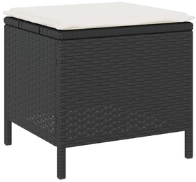 3 darabos kerti étkező szett párnákkal, fekete poli rattan, akác
