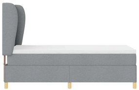 Box Spring Ágy Matrac nélkül - Világosszürke, 90x200 cm, Szövet
