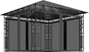 vidaXL antracit pavilon szúnyoghálóval/LED fényfüzérrel 3 x 3 x 2,73 m