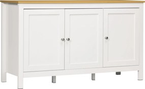 HOMCOM Konyhai Kápolna 3 Ajtós Büfé Szekrény Állítható Polcokkal Étkező Modern Stílus 120x40x70 cm Fehér | Aosom