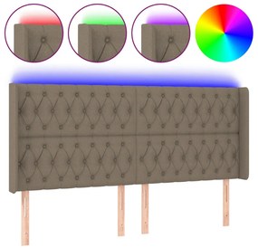 tópszínű szövet LED-es fejtámla 203x16x118/128 cm