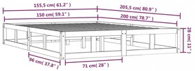 fehér tömör fa ágykeret 150 x 200 cm (King Size)