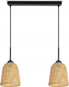 Mennyezeti Lámpa Függő Bambusz Fonott Boho Természetes 582-BZ2 Led Fekete