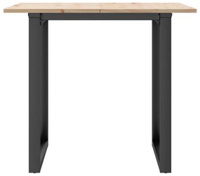 Tömör fenyőfa és acél étkezőasztal O-vázzal 90x90x75 cm